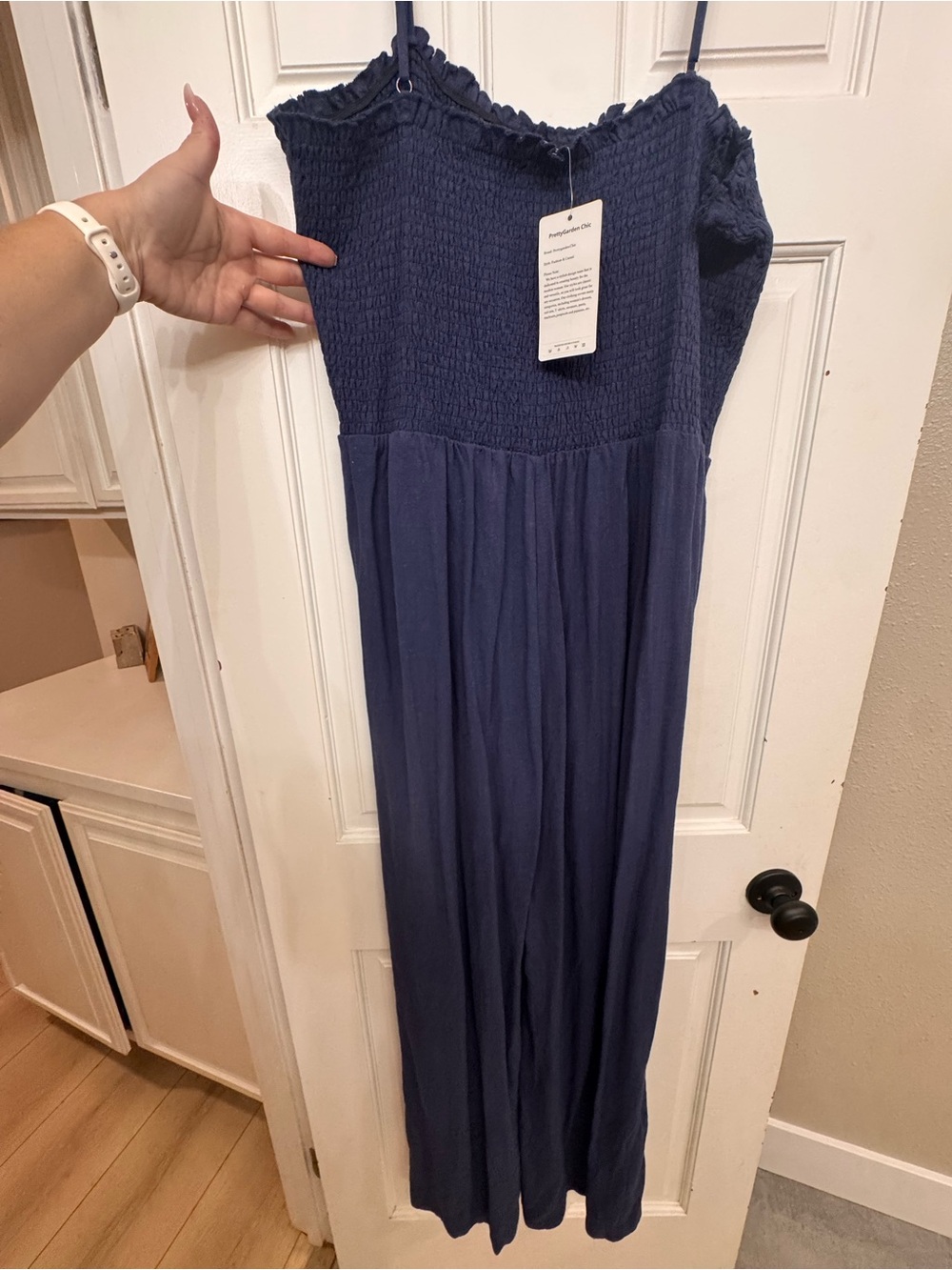 PRETTYGARDEN Blue Smocked Wide-Leg Jumpsuit XXL NWT